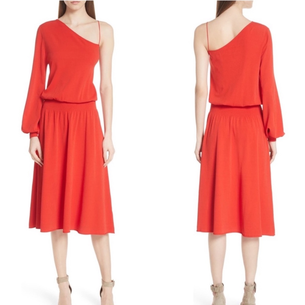 A.L.C Shara One- Shoulder Midi Dress Red